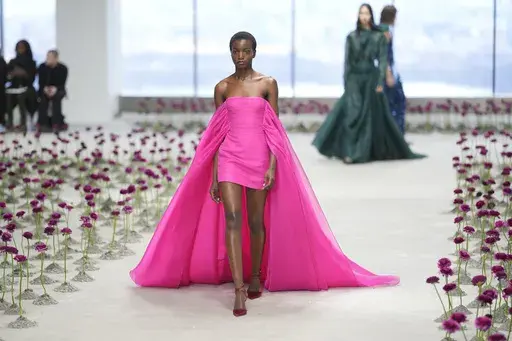 A model walks the runway during the Carolina Herrera Fall/Winter 2025 fashion show as part of New York Fashion Week on Monday, Feb. 10, 2025, in New York. (Photo by Charles Sykes/Invision/AP)