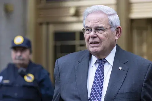 U.S. Sen. Bob Menendez, D-N.J., leaves Manhattan federal court, May, 14, 2024, in New York. (AP Photo/Stefan Jeremiah, File)
