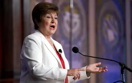 International Monetary Fund Managing Director Kristalina Georgieva speaks on the global economic outlook and key issues to be addressed at the IMF and World Bank annual meetings at Georgetown University in Washington, Thursday, Oct. 6, 2022. (AP Photo/J. Scott Applewhite)