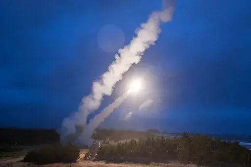In this photo released by South Korea Defense Ministry via Yonhap, a missile is fired during a joint training between U.S. and South Korea at an undisclosed location in South Korea, Monday, June 6, 2022. The U.S. and South Korean militaries launched eight ballistic missiles into the sea Monday in a show of force matching a North Korean missile display a day earlier that extended a provocative streak in weapons demonstrations. (South Korea Defense Ministry/Yonhap via AP)