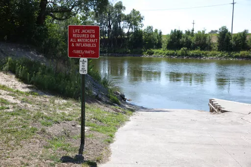 The Elkhorn River, just west of Omaha, Neb., is pictured on Thursday, Aug. 18, 2022. (AP Photo/Josh Funk)