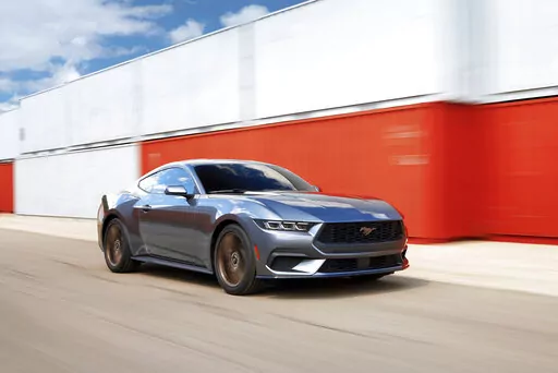 This photo provided by Ford shows the 2024 Ford Mustang, a muscle car that might be the last V8-powered Mustang from the brand. (Courtesy of Ford Motor Co. via AP)