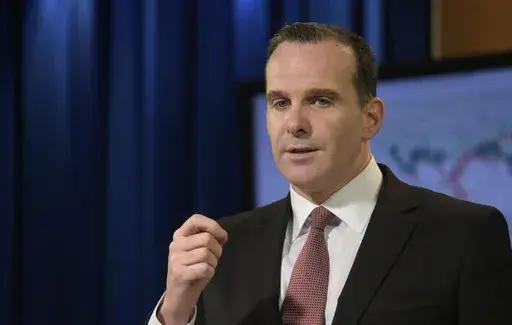 Brett McGurk, U.S. envoy for the global coalition against IS, speaks during a briefing at the State Department in Washington, Aug. 4, 2017, (AP Photo/Susan Walsh, File)