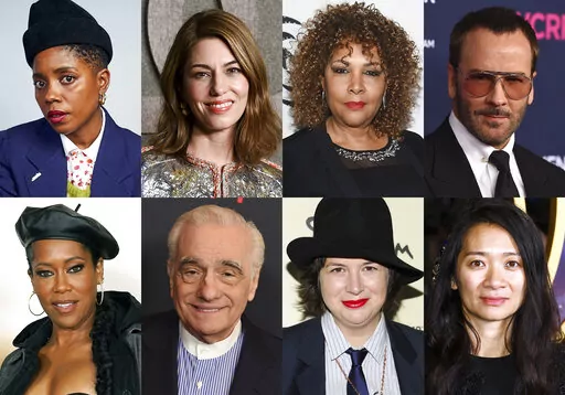 This combination of photos shows filmmakers, top row from left, Janicza Bravo, Sofia Coppola, Julie Dash Tom Ford, bottom row from left, Regina King, Martin Scorsese, Autumn de Wilde and Chloé Zhao, who will be part of the latest Costume Institute exhibit launching the gala May 2. Curator Andrew Bolton on Monday announced the list of eight directors who will create “cinematic vignettes” in the period rooms of the American Wing of the Metropolitan Museum of Art. (AP Photo)