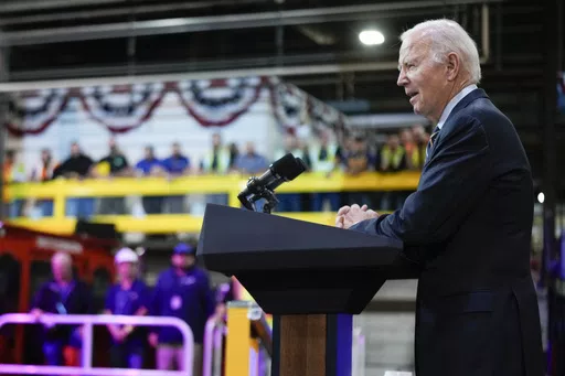President Joe Biden speaks at the Amtrak Bear Maintenance Facility, Monday, Nov. 6, 2023, in Bear, Del. Biden goes into next year's election with a vexing challenge: Just as the U.S. economy is getting stronger, people are still feeling horrible about it. Pollsters and economists say there has never been as wide a gap between the underlying health of the economy and public perception. (AP Photo/Andrew Harnik, File)