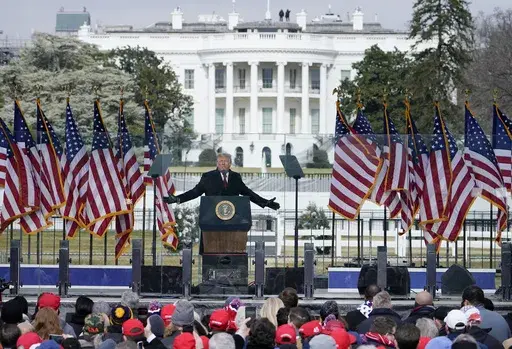 With the White House in the background, President Donald Trump speaks at a rally in Washington, Jan. 6, 2021. (AP Photo/Jacquelyn Martin, File)
