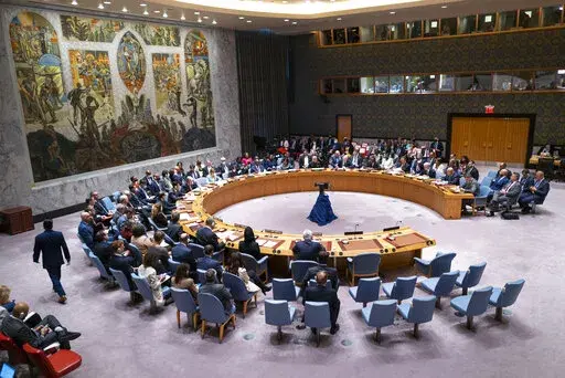 The United Nations Security Council meets on the situation in Ukraine, Thursday, Sept. 22, 2022 at United Nations headquarters.  (AP Photo/Craig Ruttle)