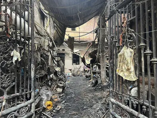 This photo shows the aftermath of a fire at a house in Hanoi, Vietnam Friday, May 24, 2024. Authorities said the fire has killed a number of people and injured a few others. (Phan Nhat Anh/VNA via AP)