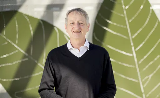 Computer scientist Geoffrey Hinton poses at Google's Mountain View, Calif, headquarters on Wednesday, March 25, 2015. Computer scientists who helped build the foundations of today's artificial intelligence technology are warning of its dangers, but that doesn't mean they agree on the risks or how to prevent disastrous outcomes. (AP Photo/Noah Berger, File)