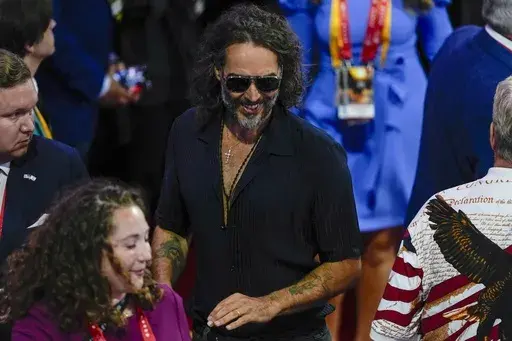 Actor Russell Brand is seen during the Republican National Convention Thursday, July 18, 2024, in Milwaukee. (AP Photo/Matt Rourke, file)
