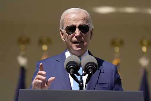 President Joe Biden speaks in the Rose Garden of the White House in Washington, Tuesday, April 18, 2023, about efforts to increase access to child care and improve the work life of caregivers. (AP Photo/Patrick Semansky)