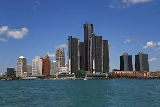 The Detroit skyline is shown from the Detroit River on May 12, 2020.  Detroit's mayor believes tens of thousands of residents in the majority-Black city were missed in the 2020 census. (AP Photo/Paul Sancya, File)