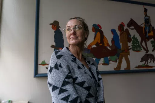 Interim President Dr. Nicky Kay Michael poses for a portrait at Bacone College, on Jan. 8 2024, in Muskogee, Okla. Founded in 1880 as a Baptist missionary college focused on assimilation, Bacone College transformed into an Indigenous-led institution that provided an intertribal community, as well as a degree. (AP Photo/Nick Oxford)