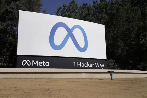 Facebook's Meta logo sign is seen at the company headquarters in Menlo Park, Calif., on, Oct. 28, 2021. Anyone in the U.S. who has had a Facebook account at any time since May 24, 2007, can now apply for their share of a $725 million privacy settlement that parent company Meta has agreed to pay. Meta is paying to settle a lawsuit alleging the world’s largest social media platform allowed millions of its users’ personal information to be fed to Cambridge Analytica, a firm that supported Donal