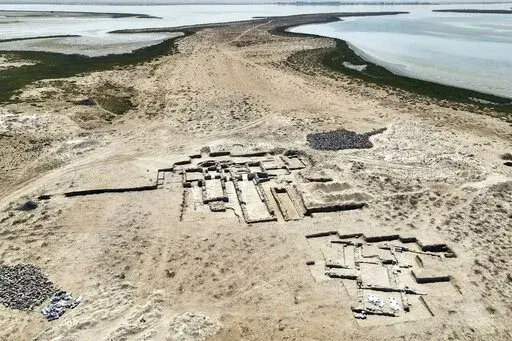 This March 14, 2022, handout photo from the Department of Archaeology and Tourism of Umm al-Quwain shows an ancient Christian monastery uncovered on Siniyah Island in Umm al-Quwain, United Arab Emirates. An ancient Christian monastery possibly dating as far back as the years before Islam rose across the Arabian Peninsula has been discovered on an island off the coast of the United Arab Emirates, officials announced Thursday, Nov. 3, 2022. (Nasser Muhsen Bin Tooq/Department of Archaeology and Tou