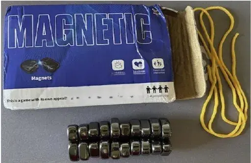This photo provided by The U.S. Consumer Product and Safety Commission shows the front box of Magnetic Chess Game Sold by JOMO, that the U.S. Consumer Product and Safety Commission is warning consumers to immediately dispose of the magnetic game due to serious ingestion risks for children.(The U.S. Consumer Product and Safety Commission via AP)