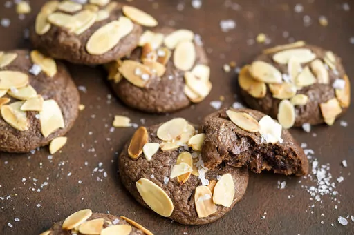 This image released by Milk Street shows a recipe for Triple Chocolate Almond Cookies. (Milk Street via AP)