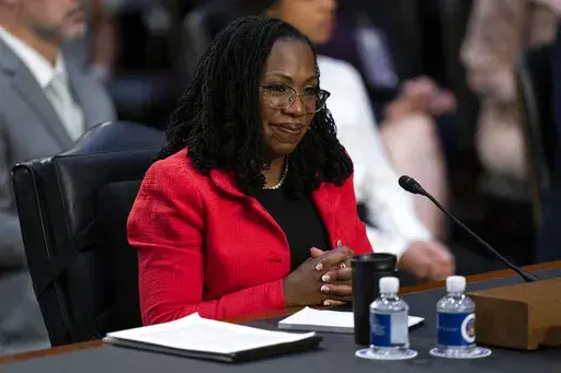 Supreme Court nominee Ketanji Brown Jackson listens to a question during her confirmation hearing before the Senate Judiciary Committee, Tuesday, March 22, 2022, in Washington. (AP Photo/Evan Vucci)