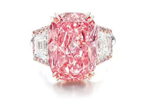 In this undated photo released by Sotheby's, The Williamson Pink Star is seen. The pink diamond was auctioned off at $49.9 million in Hong Kong on Friday, Oct. 7, 2022, setting a world record for the highest price per carat for a diamond sold at auction. (Sotheby's via AP)
