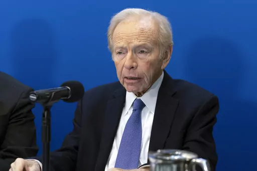 No Labels Founding Chairman and former Sen. Joe Lieberman speaks in Washington on Jan. 18, 2024. Lieberman, who nearly won the vice presidency on the Democratic ticket with Al Gore in the disputed 2000 election and who almost became Republican John McCain's running mate eight years later, has died Wednesday, March 27, according to a statement issued by his family. He was 82. (AP Photo/Jose Luis Magana, File)