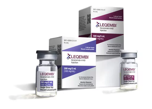 This Dec. 21, 2022 image provided by Eisai in January 2023, shows vials and packaging for their medication Leqembi. On Friday, Jan. 6, 2023, U.S. health officials approved Leqembi, a new Alzheimer’s drug that modestly slows the brain-robbing disease. The Food and Drug Administration granted the approval Friday for patients in the early stages of Alzheimer's. (Eisai via AP)