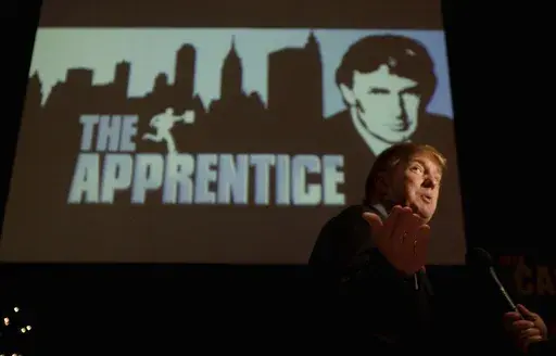 Donald Trump, seeking contestants for "The Apprentice" television show, is interviewed at Universal Studios Hollywood Friday, July 9, 2004, in the Universal City section of Los Angeles. Trump was casting for "The Apprentice" the third season. A producer's new account of Trump's behavior on "The Apprentice" is resurfacing allegations about whether he mistreated Black people who appeared on the show. (AP Photo/Ric Francis, File)