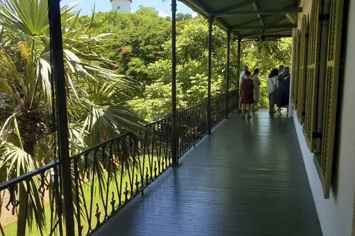 A second-floor balcony at the Hemingway Home & Museum in Key West, Florida, on Wednesday, July 17, 2024. Ernest Hemingway and his then-wife, Pauline, bought the home in 1931. It was turned into a museum in 1964. (AP Photo/David Fischer)