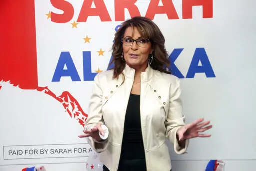 Former Alaska Gov. Sarah Palin addresses supporters at the opening of her new campaign headquarters in Anchorage, Alaska, on Wednesday, April 20, 2022. Voters are whittling down the list of 48 candidates running for Alaska's only U.S. House seat, with the top four vote-getters in a special primary on Saturday, June 11, advancing to an August special election. (AP Photo/Mark Thiessen,File)