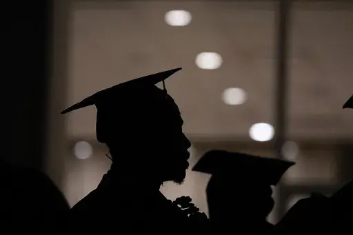 A Morehouse College student lines up before the school commencement, May 19, 2024, in Atlanta. With graduation season over, many college grads are embarking on summer internships or their first full-time jobs.(AP Photo/Brynn Anderson, File)