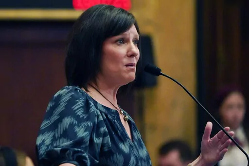 House Public Health and Human Services Vice Chairman Missy McGee, R-Hattiesburg, responds to a member's question after the body voted in favor of a bill that would provide women with a full year of Medicaid coverage after giving birth, Tuesday, March 7, 2023, at the Mississippi Capitol in Jackson. With that vote, the Mississippi Legislature awarded final passage to the bill. (AP Photo/Rogelio V. Solis)