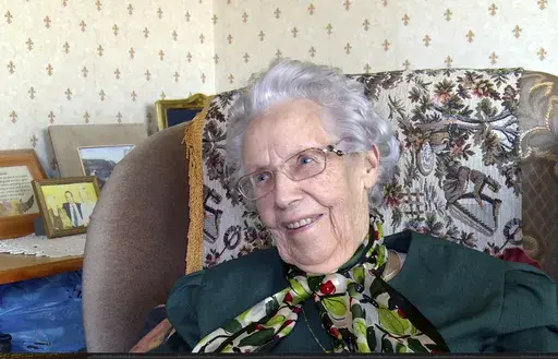 This image taken from family video in June 2015, shows Maureen Sweeney. Sweeney was a postal clerk at Blacksod Point on the northwest coast of Ireland, where one of her duties was to record data that fed into weather forecasts for the British Isles. In early June 1944, Sweeney sent a series of readings that helped persuade Gen. Dwight D. Eisenhower, the supreme commander of Allied forces in Europe, to delay D-Day and avoid potentially disastrous weather that could have wrecked the landings. She 