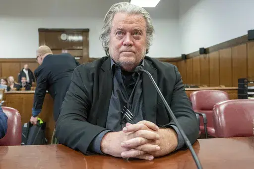 Steve Bannon appears in court in New York, Jan. 12, 2023. Trump ally Steve Bannon has asked the Supreme Court to delay his prison sentence while he fights his convictions for defying a subpoena from the House committee that investigated the attack on U.S. Capitol. The request from Republican former President Donald Trump's longtime ally comes after a federal appeals court panel rejected his bid to avoid reporting to prison by July 1 to serve his four-month sentence. (Steven Hirsch/New York Post 